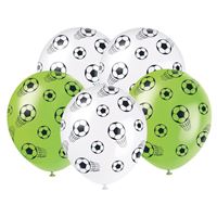 3D Soccer 12" Latex Balloons 5 Pack (Optional Helium Inflation)