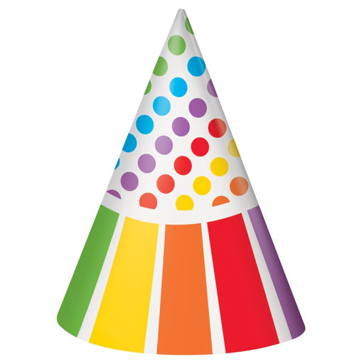 Rainbow Birthday Party Hats 8 Pack