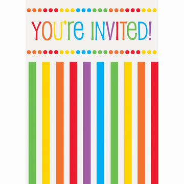 Rainbow Birthday Invitations 8 Pack