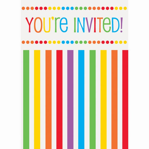 Rainbow Birthday Invitations 8 Pack