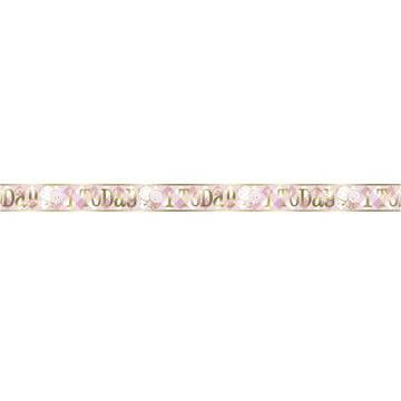 Foil Pink Gingham 1st Birthday Banner 12 ft Long Fold