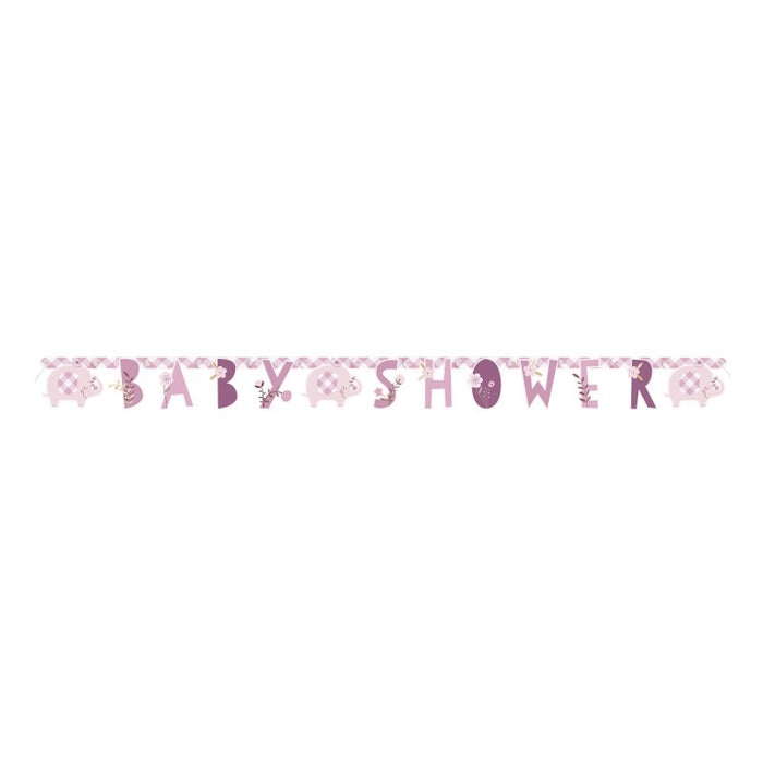 Pink Floral Elephant Jointed Banner