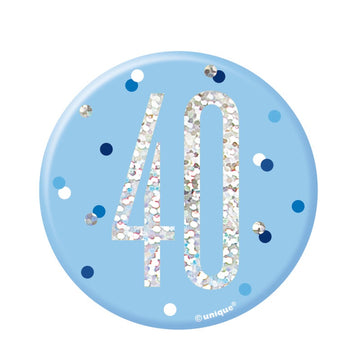 Glitz Blue & Silver Birthday Badge 40