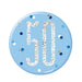 Glitz Blue & Silver Birthday Badge 50