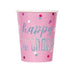 Birthday Glitz Pink Happy Birthday Prismatic Foil 9oz Paper Cups 8 Pack