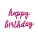 Pink Glitz Script "Happy Birthday" Prismatic Foil Jointed Banner 2 Piece