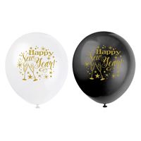 Glittering New Year 12" Latex Balloons 8 Pack