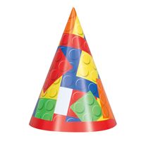 Building Blocks Birthday Party Hats 8 Pack