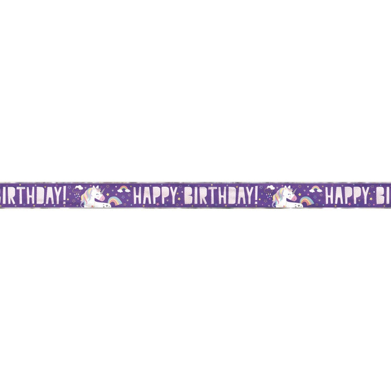 Foil Unicorn Banner 12 ft Long Fold