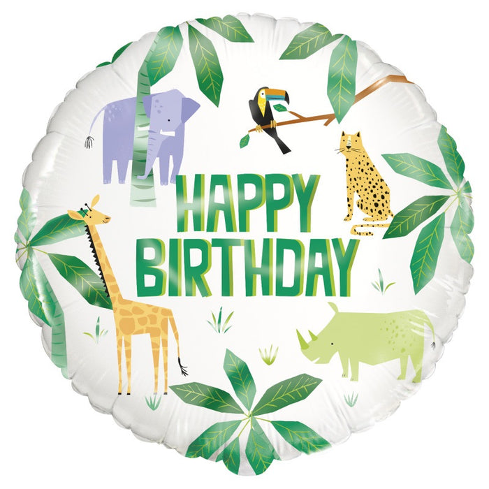 Animal Safari Round Foil Balloon 18" Package (Optional Helium Inflation)