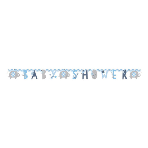Blue Floral Elephant "Baby Shower" Jointed Banner