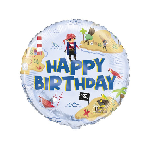 Ahoy Pirate Round Foil Balloon 18" Package (Optional Helium Inflation)