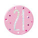 Birthday Pink Glitz Number 21 Badge