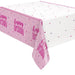 Glitz Pink & Silver "Happy Birthday" Plastic Table Cover 54"x84"