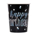 Birthday Glitz Black Happy Birthday Prismatic Foil 9oz Paper Cups 8 Pack