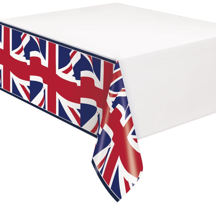 Union Jack Rectangular Plastic Table Cover 54" x 108"