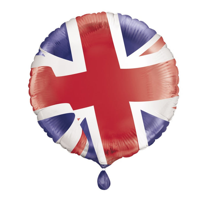 Union Jack Round Foil Balloon 18" Packaged (Optional Helium Inflation)