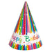 Rainbow Ribbons Birthday Party Hats 8 Pack