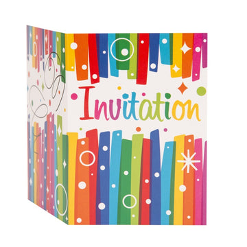 Rainbow Ribbons Birthday Invitations 8 Pack