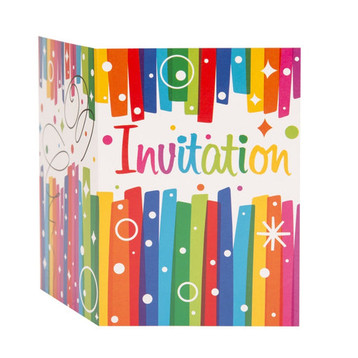 Rainbow Ribbons Birthday Invitations 8 Pack
