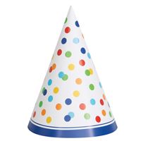 Rainbow Polka Dots Party Hats 8 Pack
