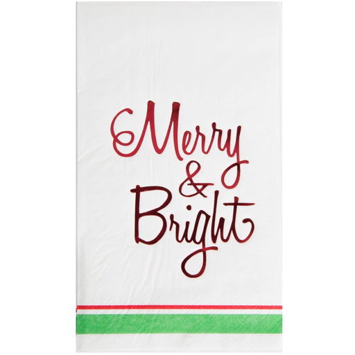 Red Merry and Bright Christmas Guest Towels 16 Pack - Foil Stamping