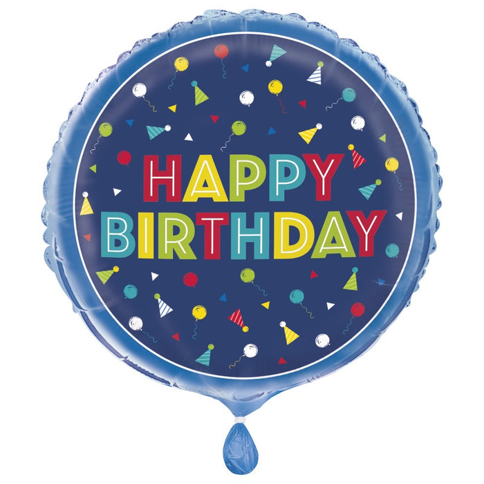Peppy Birthday Round Foil Balloon 18" Packaged (Optional Helium Inflation)