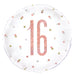 Birthday Rose Gold Glitz Number 16 Round Foil Balloon 18" Packaged (Optional Helium Inflation)