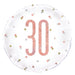 Birthday Rose Gold Glitz Number 30 Round Foil Balloon 18" Packaged (Optional Helium Inflation)