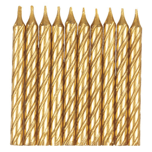 Gold Spiral Birthday Candles 10 Pack