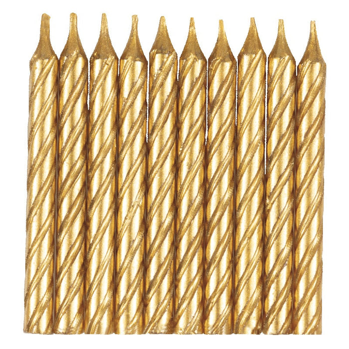 Gold Spiral Birthday Candles 10 Pack