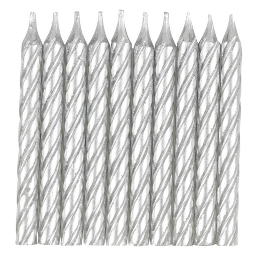 Silver Spiral Birthday Candles 10 Pack