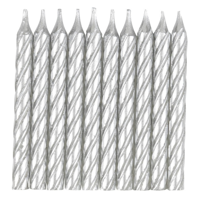 Silver Spiral Birthday Candles 10 Pack