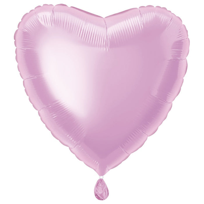 Solid Heart Foil Balloon 18" Packaged - Pastel Pink (Optional Helium Inflation)