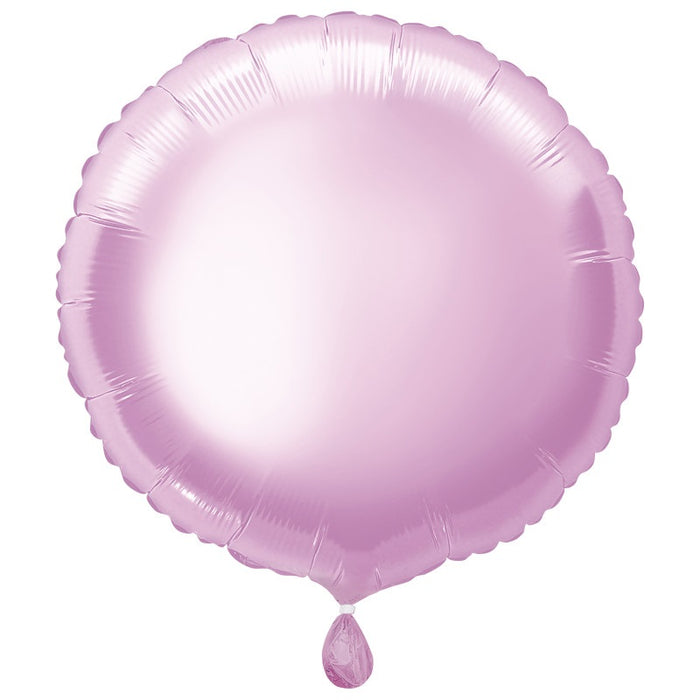 Solid Round Foil Balloon 18" Packaged - Pastel Pink (Optional Helium Inflation)