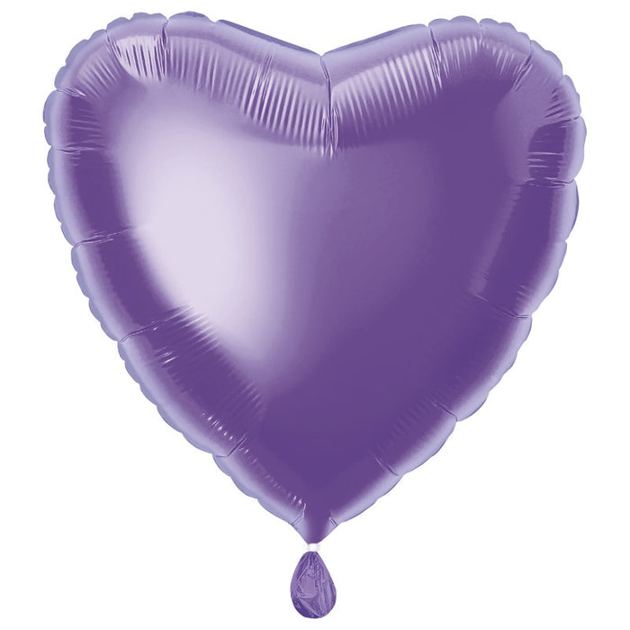 Solid Heart Foil Balloon 18" Packaged - Lavender (Optional Helium Inflation)