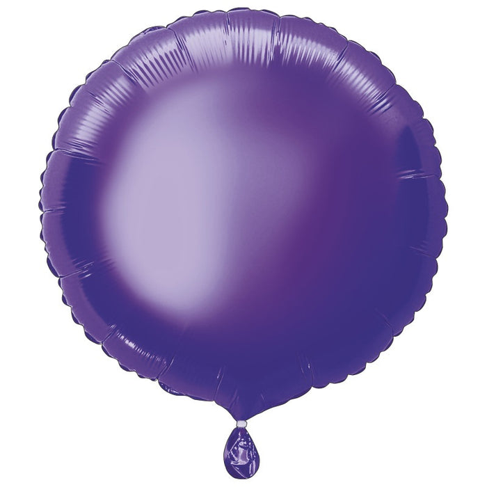 Solid Round Foil Balloon 18" Packaged - Deep Purple (Optional Helium Inflation)