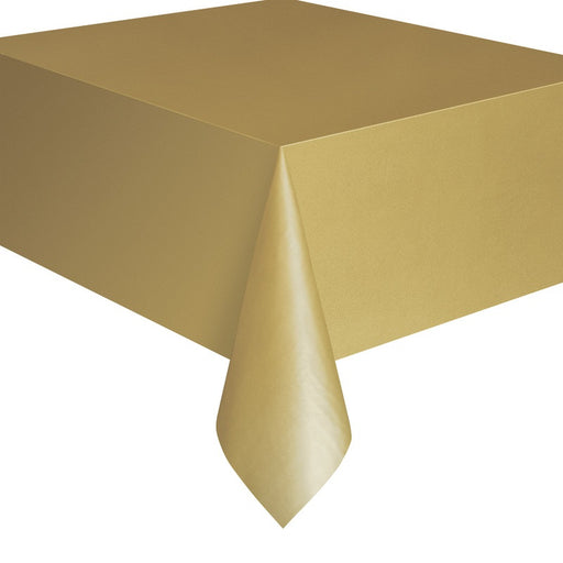 Gold Solid Rectangular Plastic Table Cover 54" x 108" - Short Fold