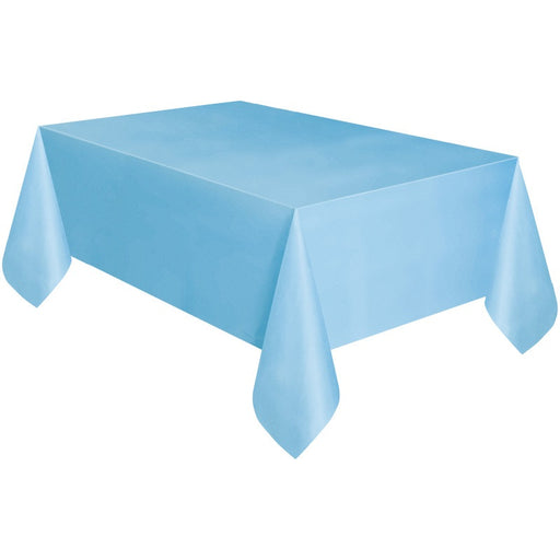 Powder Blue Solid Rectangular Plastic Table Cover 54" x 108" - Short Fold