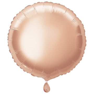 Rose Gold Solid Round Foil Balloon 18" Packaged (Optional Helium Inflation)