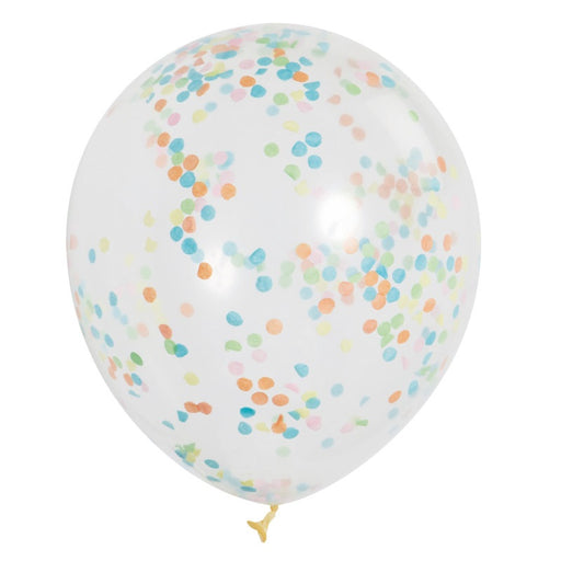 Clear Latex Balloons with Multi-Colored Confetti 12" 6 Pack (Optional Helium Inflation)