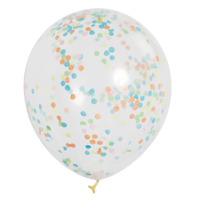 Clear Latex Balloons with Multi-Colored Confetti 12" 6 Pack (Optional Helium Inflation)