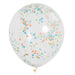 Clear Latex Balloons with Multi-Colored Confetti 12" 6 Pack (Optional Helium Inflation)