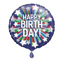 Shooting Star Happy Birthday Round Foil Balloon 18" Package (Optional Helium Inflation)