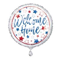 Red White Blue Welcome Home Round Foil Balloon 18" Package (Optional Helium Inflation)