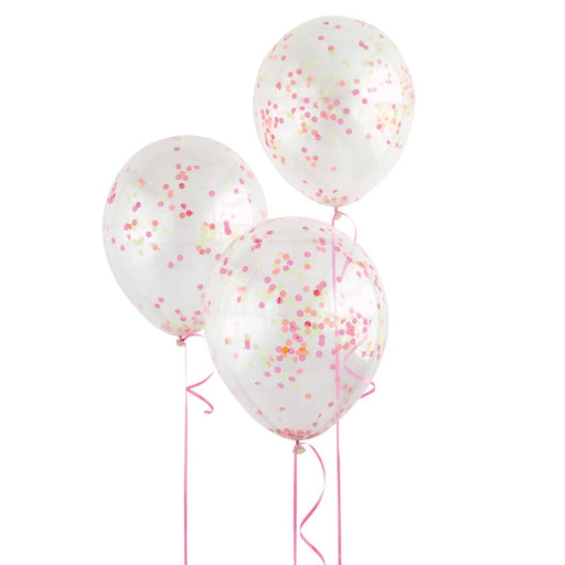 Clear Latex Balloons with Neon Confetti 12" 6 Pack (Optional Helium Inflation)