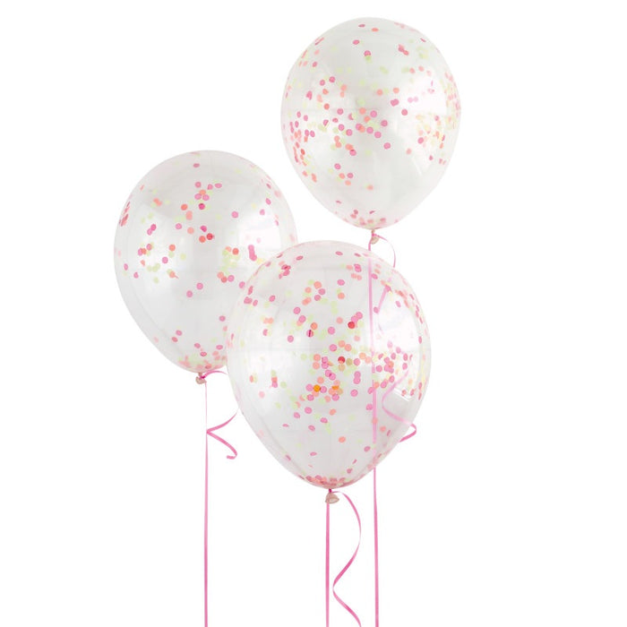 Clear Latex Balloons with Neon Confetti 12" 6 Pack (Optional Helium Inflation)