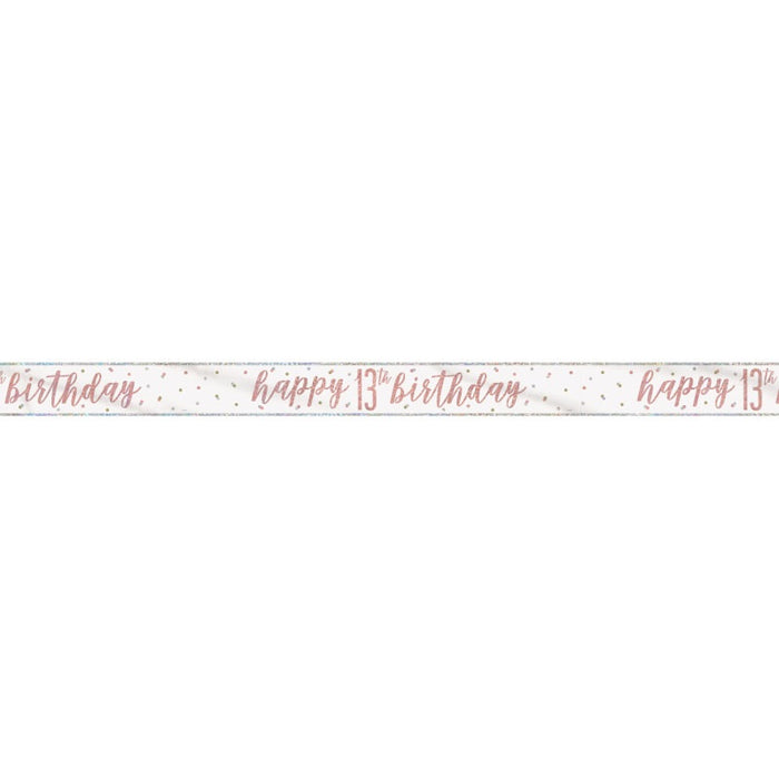 Birthday Rose Gold Glitz Number 13 Prism Banner 9 ft