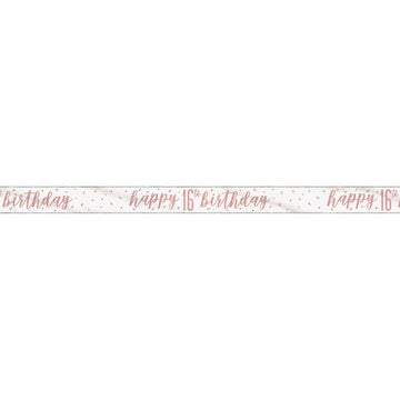 9ft Glitz Rose Gold Foil Banner "Happy 16th Birthday"