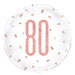 Birthday Rose Gold Glitz Number 80 Round Foil Balloon 18" Packaged (Optional Helium Inflation)